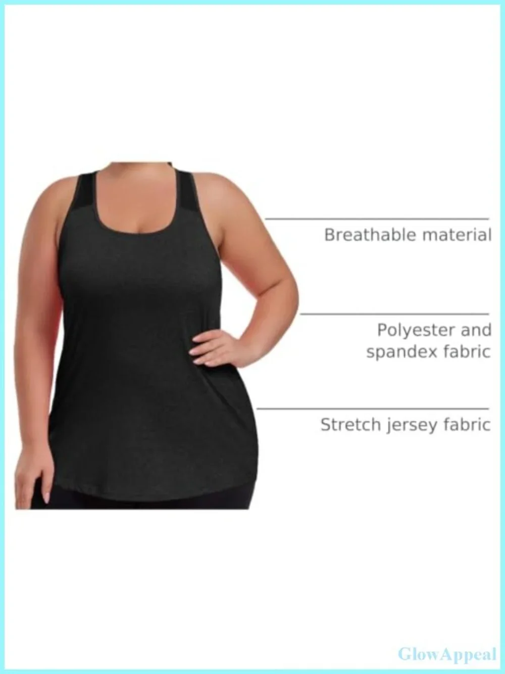 Plus Size Racerback Tank Top Athletic Yoga Shirt